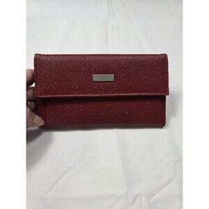 Vintage Guang Tong Red Ostrich trifold wallet